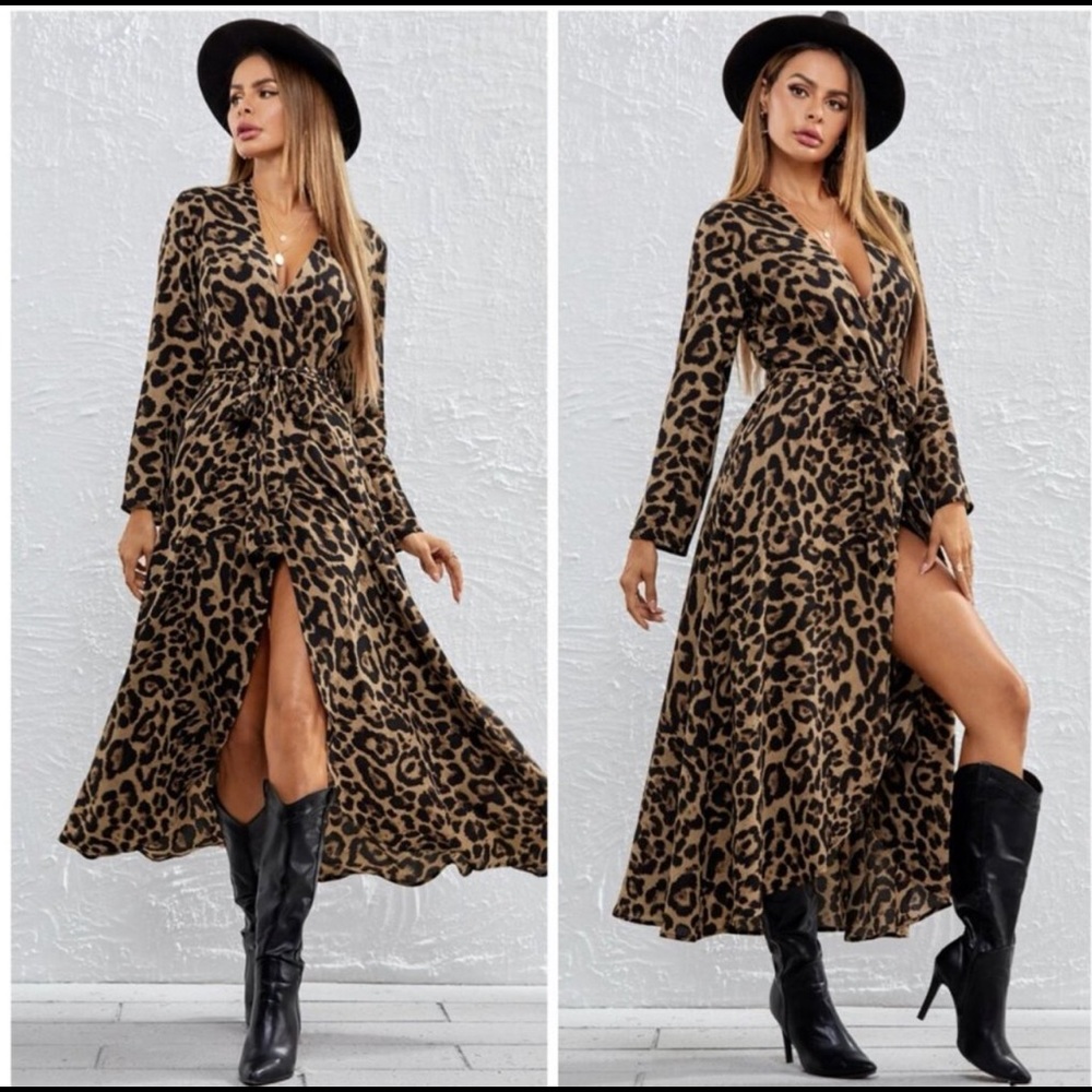 Fun Summer Breezy Leopard Print Maxi Dress - Picture 1 of 5